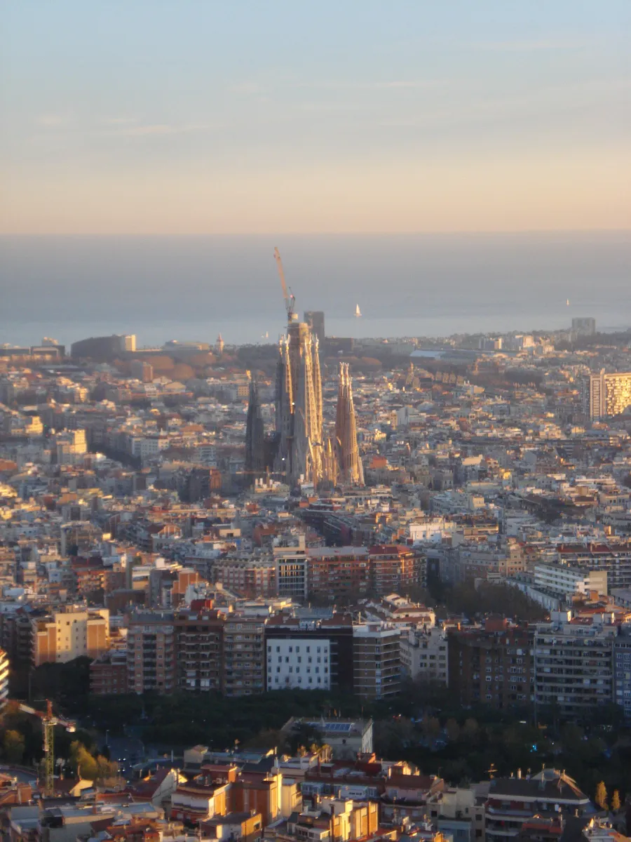 Barcelona skyline and Sagrada Familia at sunset